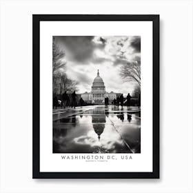 Poster Of Washington Dc, Usa, Black And White Analogue Photograph 1 Art Print