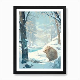 Winter Porcupine 1 Illustration Art Print