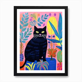 Black Cat In The Jungle, Matisse Inspired Art Print