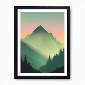 Misty Mountains Vertical Background In Green Tone 23 Art Print