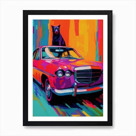 Dodge Charger Vintage Car With A Cat, Matisse Style Painting 1 Art Print