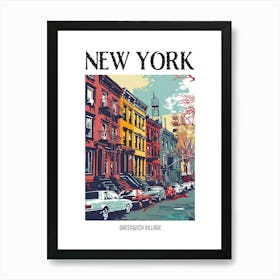 Greenwich Village New York Colourful Silkscreen Illustration 3 Poster Art Print