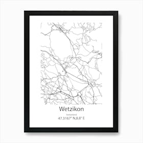 Wetzikon,Switzerland Minimalist Map Art Print