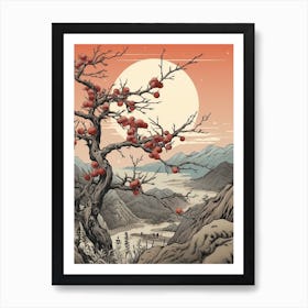 Ume Japanese Plum 1 Japanese Botanical Illustration Art Print