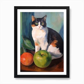 Flower Vase Amaryllis With A Cat 4 Impressionism, Cezanne Style Art Print