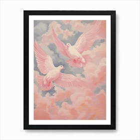 Vintage Japanese Inspired Bird Print Dove 3 Art Print
