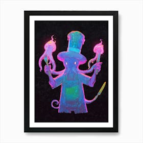 A Octopus With A Chefs Hat Juggling Art Print