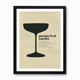 Neutral Passion Fruit Martini Cocktail Art Print