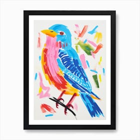 Colourful Bird Painting Bluebird 1 Art Print