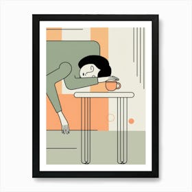 Illustration Of A Sleeping Woman Art Print