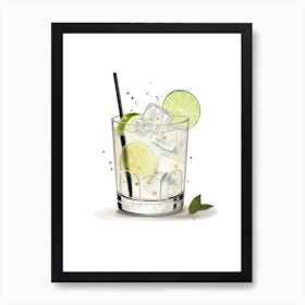 Illustration Moscow Mule Floral Infusion Cocktail 2 Art Print