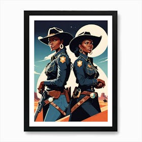 Two Women In Cowboy Hats Art Print