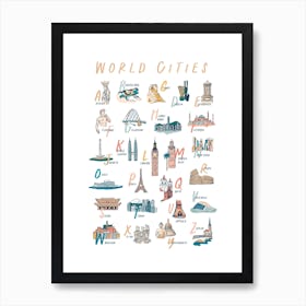 World Cities Travel Alphabet Art Print