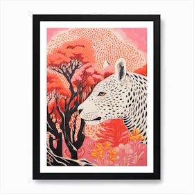 Cheetah Pink & Orange 1 Art Print