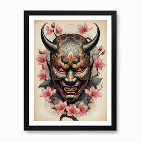 Floral Irezumi The Traditional Japanese Tattoo Hannya Mask (31) Art Print