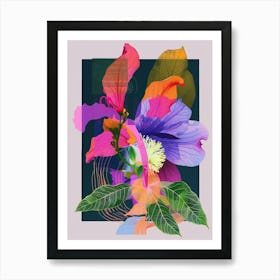 Impatiens 4 Neon Flower Collage Art Print