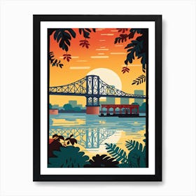 Howrah Bridge India Colourful 2 Art Print