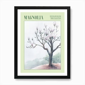 Magnolia Tree Atmospheric Watercolour Painting 3 Poster Art Print