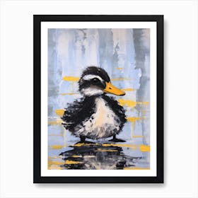 Duckling Grey Black & Yellow Gouache Painting Inspired 5 Art Print