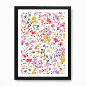 Whimsical Wild Botanical Flowers Art Print