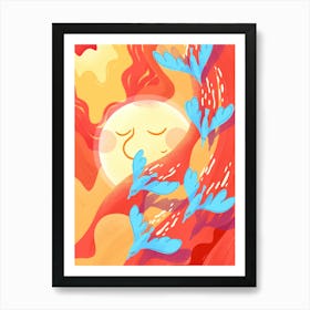 Birds Flying Next To The Sun Art Print