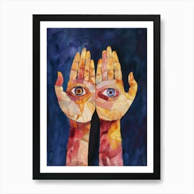 Two Hands With Eyes Art Print