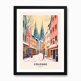 Vintage Winter Travel Poster Cologne Germany 4 Art Print