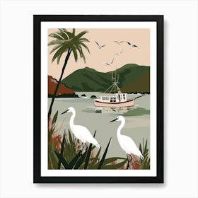 Egrets On The Beach Art Print