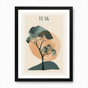 Teak Tree Minimal Japandi Illustration 3 Poster Art Print