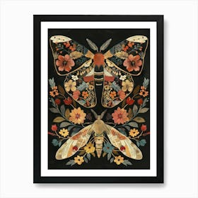 Butterfly Night Symphony William Morris Style 3 Art Print