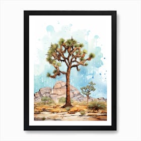 Joshua Tree In The Rain In Nat Viga Style (3) Art Print