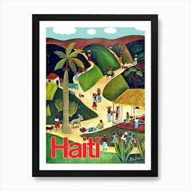 Haiti, Painting Of Traditional Village Art Print