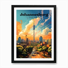 Johannesburg South Africa Cityscape Travel Art Illustration Art Print