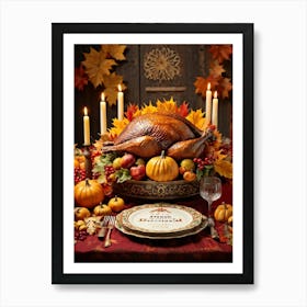 Authentic Turkey Centerpiece Bursting With The Warm Hues Of A Thanksgiving Festival Theme Position (1) Art Print