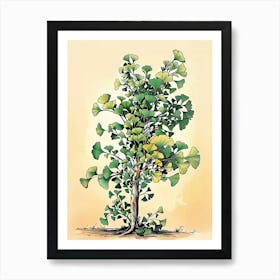 Ginkgo Tree Storybook Illustration 3 Art Print