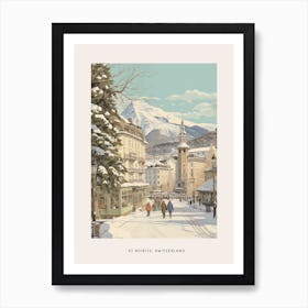 Vintage Winter Poster St Moritz Switzerland 2 Art Print