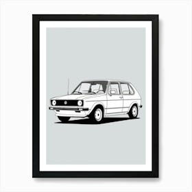 Volkswagen Golf Line Drawing 13 Art Print