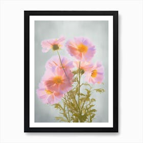 Aster Flowers Acrylic Pastel Colours 1 Art Print