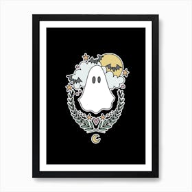 Cute Ghost | Black Art Print