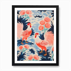 Vintage Japanese Inspired Bird Print Rooster 1 Art Print