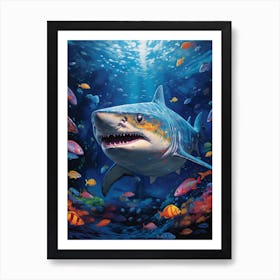  A Tiger Shark Vibrant Paint Splash 3 Art Print