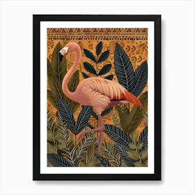 Greater Flamingo And Croton Plants Boho Print 1 Art Print