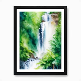 Nauyaca Waterfalls, Costa Rica Water Colour  (1) Art Print