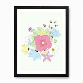 Watercolor Flowers Flower Pattern Design Spring Art Print