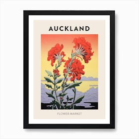 Auckland New Zealand Botanical Flower Market Poster Art Print