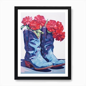 A Painting Of Cowboy Boots With Red Flowers, Fauvist Style, Still Life 5 Art Print