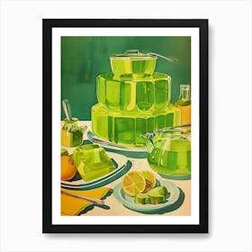 Vibrant Green Jelly Vintage Retro Illustration 2 Art Print