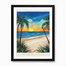 Poster Of Siesta Key Beach, Florida, Matisse And Rousseau Style 4 Art Print