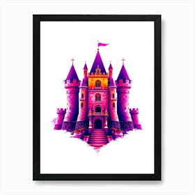 Pink Castle Illustration Poster