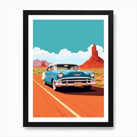 A Buick Regal Car In Route 66 Flat Illustration 1 Art Print